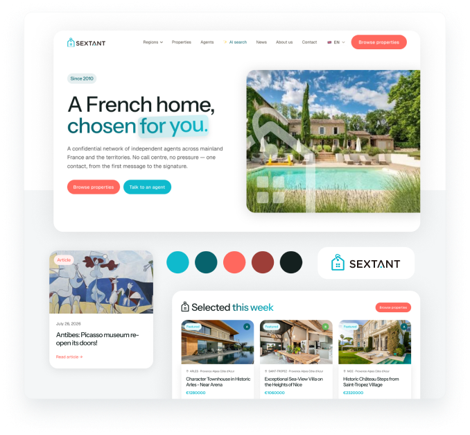 Site immobilier Sextant conçu avec Design Brain